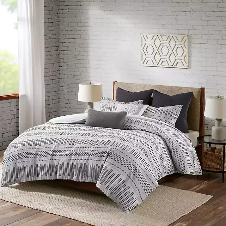 Comforters-Kirklands Home Woven Jacquard California King Comforter Set Gray