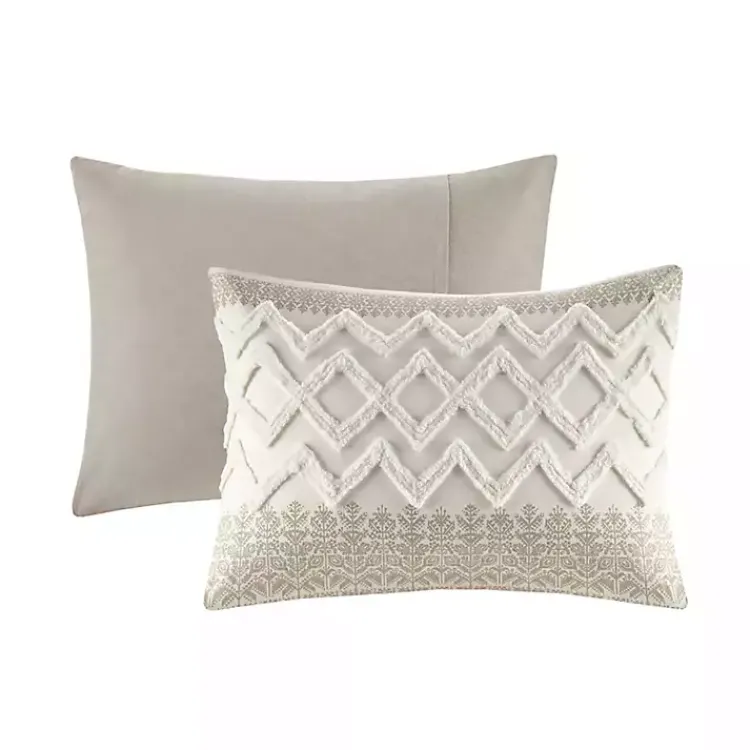 Duvets-Kirklands Home Gray and White 3-pc. California King Duvet Set