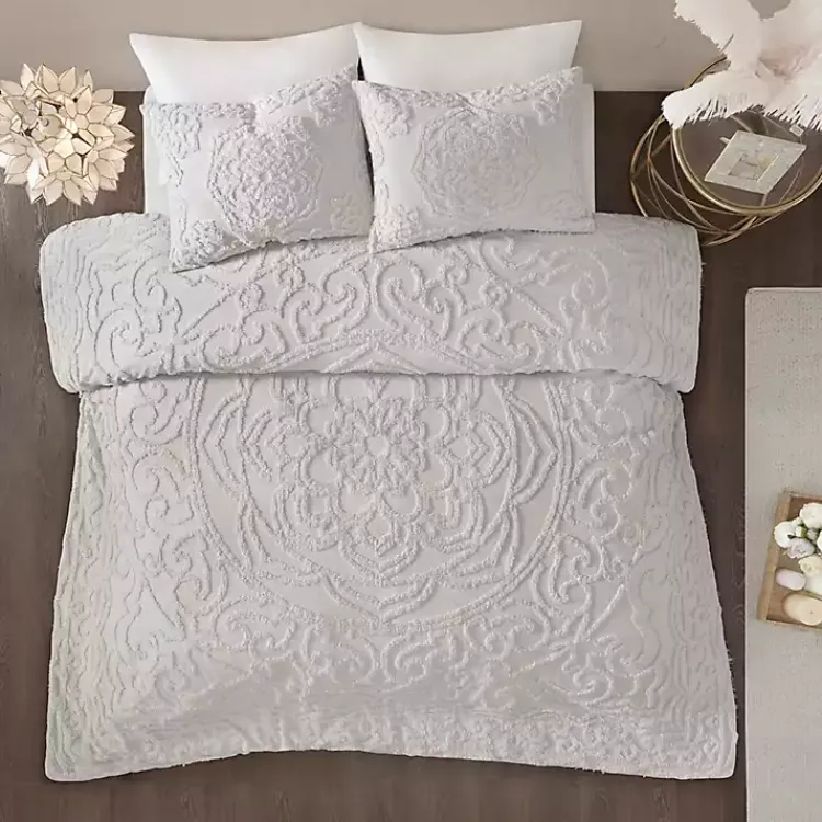 Comforters-Kirklands Home Medallion Full/Queen 3-pc. Comforter Set Gray