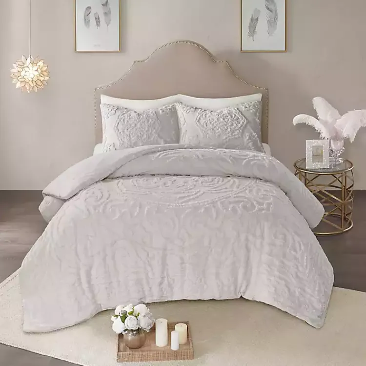 Comforters-Kirklands Home Medallion California King 3-pc. Comforter Set Gray