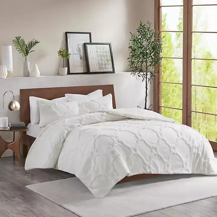 Comforters-Kirklands Home Geometric California King 3-pc Comforter Set White