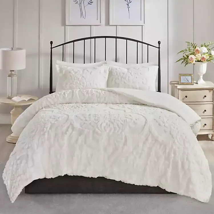 Comforters-Kirklands Home Damask Full/Queen 3-pc. Comforter Set White