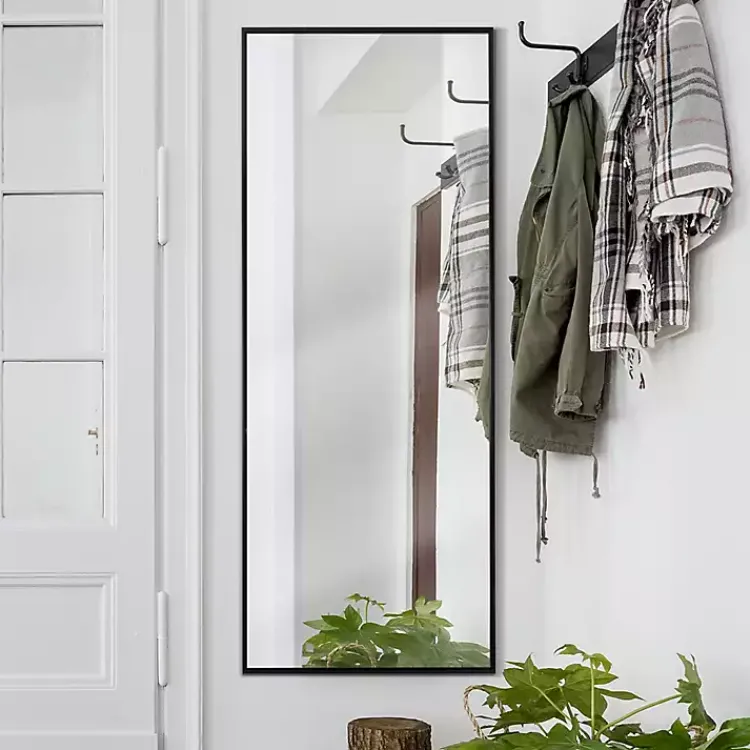 Framed Mirrors-Kirklands Home Glossy Black Frame Leaning Mirror