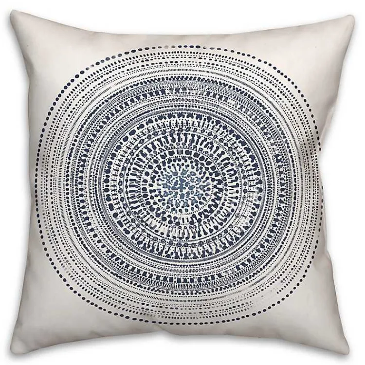 Outdoor Cushions & Pillows-Kirklands Home Blue Dash Circle Pattern Outdoor Pillow