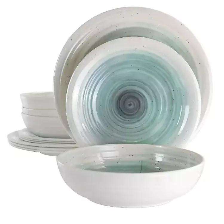Dinnerware-Kirklands Home Light Blue Swirl Melamine 12-pc. Dinnerware Set