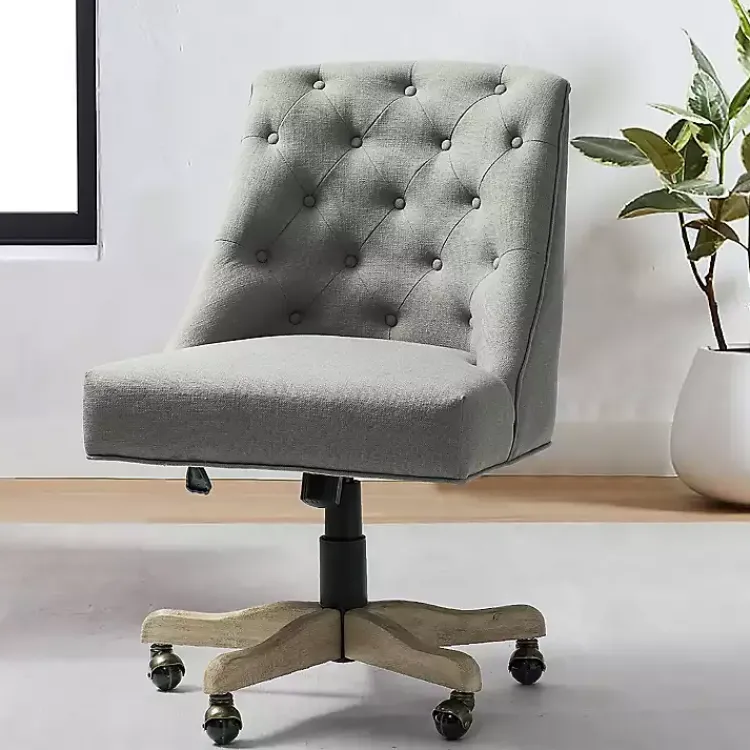 Office Furniture-Kirklands Home Dylan Upholstered Office Chair Gray
