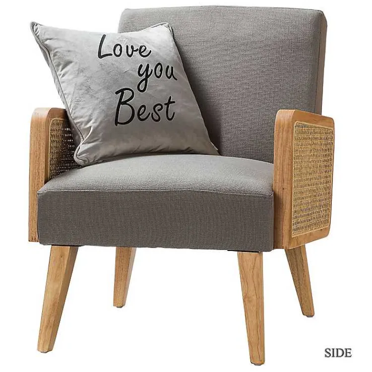 Accent Chairs-Kirklands Home Upholstered Velvet Accent Chair Gray