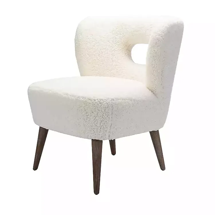 Accent Chairs-Kirklands Home Cream Fluffy Wingback Accent Chair White