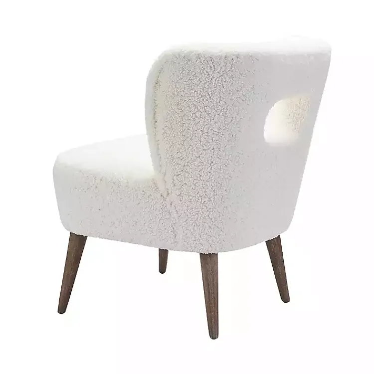 Accent Chairs-Kirklands Home Cream Fluffy Wingback Accent Chair White