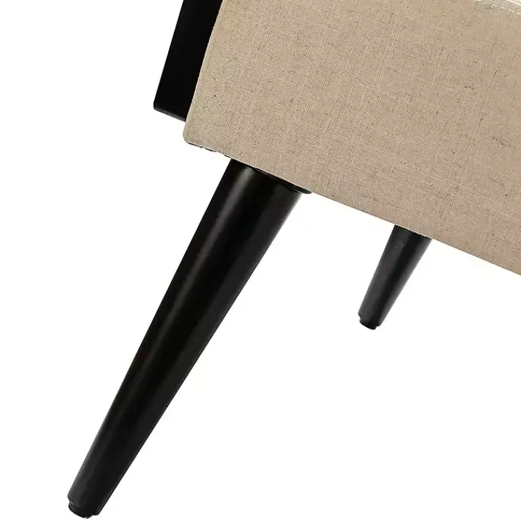 Accent Chairs-Kirklands Home White Linen and Rattan Accent Chair Ivory