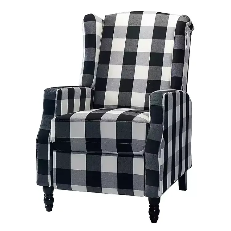 Accent Chairs-Kirklands Home Black and White Buffalo Check Recliner