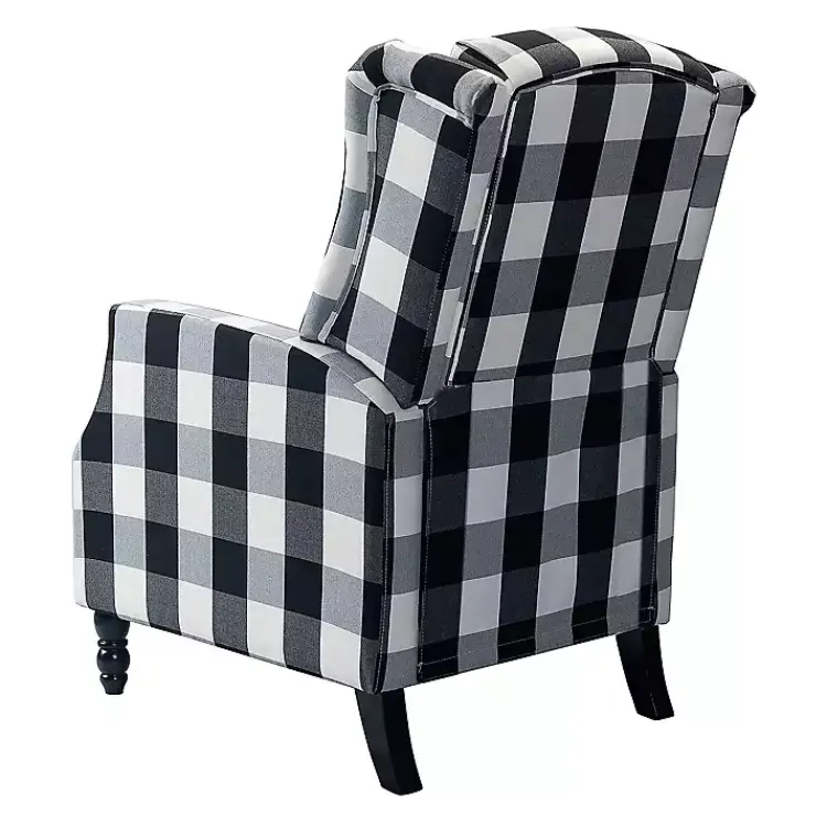 Accent Chairs-Kirklands Home Black and White Buffalo Check Recliner