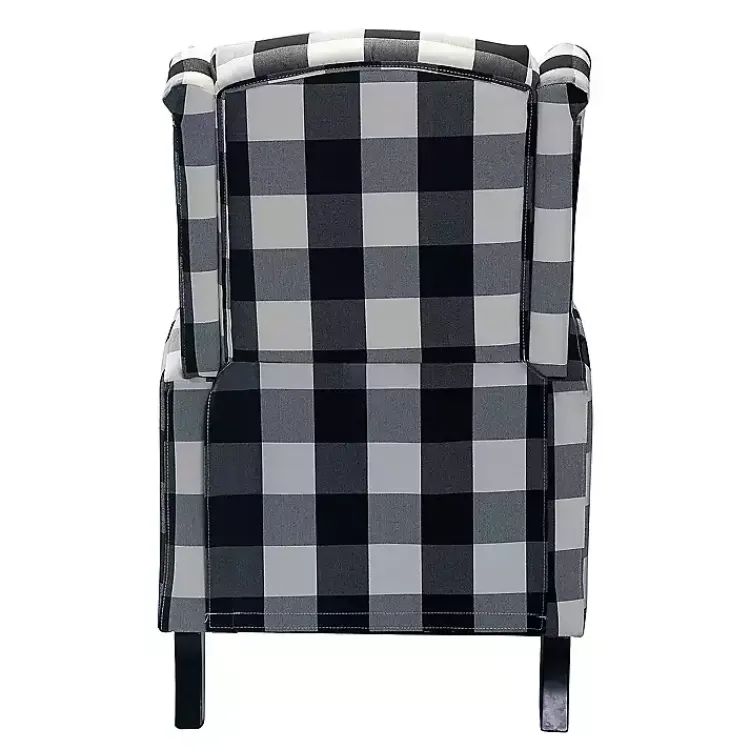 Accent Chairs-Kirklands Home Black and White Buffalo Check Recliner