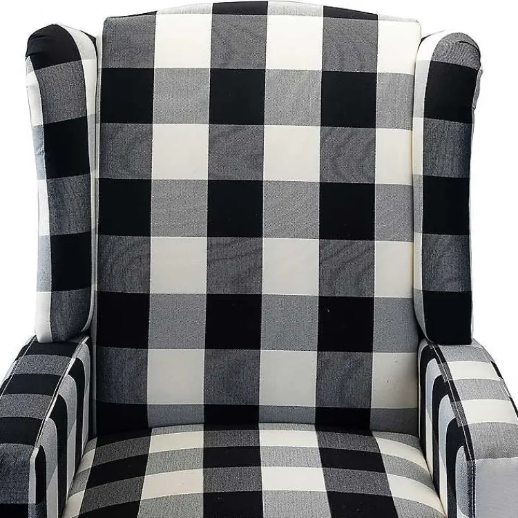 Accent Chairs-Kirklands Home Black and White Buffalo Check Recliner