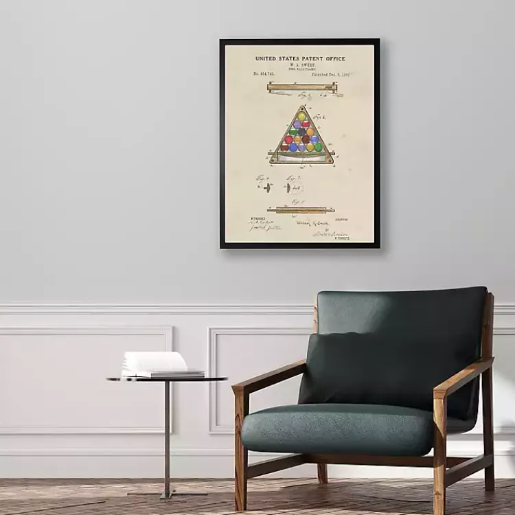 Framed Art-Kirklands Home Watercolor Pool Ball Frame Framed Art Print Tan