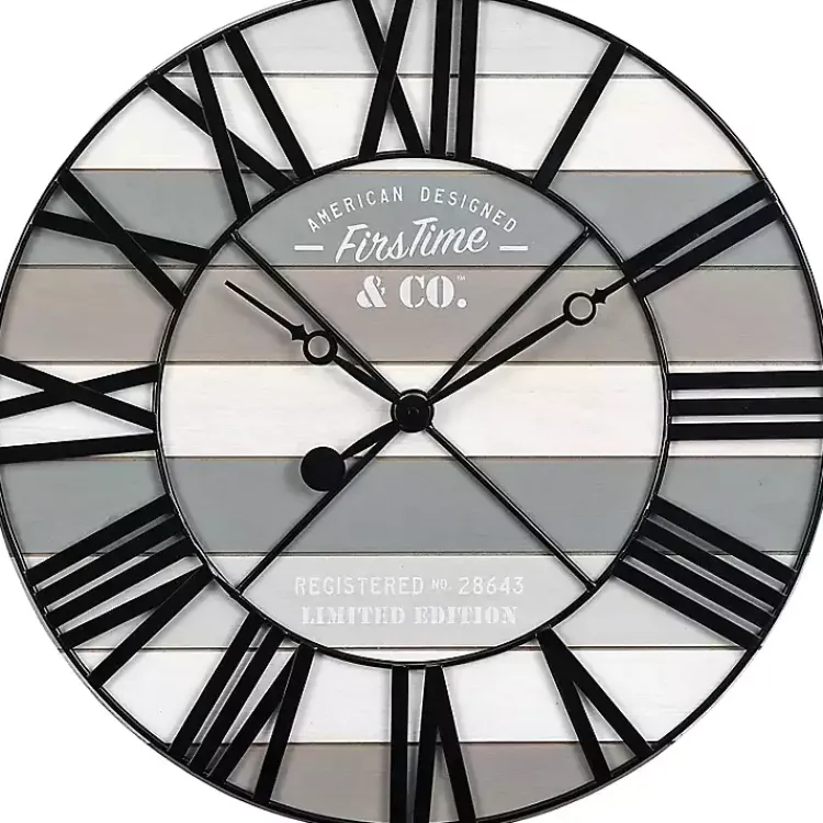 Clocks-Kirklands Home Mixed Plank and Black Metal Wall Clock