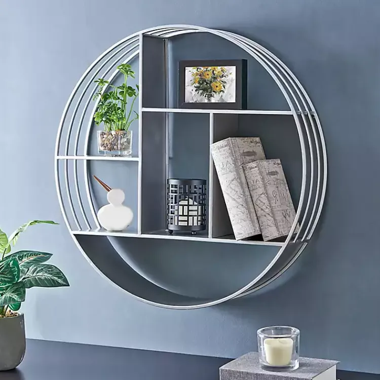 Shelves-Kirklands Home Circular Open Sides Floating Shelf Silver