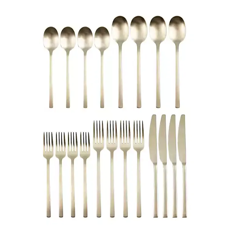 Flatware & Cutlery-Kirklands Home Champagne Glimmer 20-pc. Flatware Set Gold