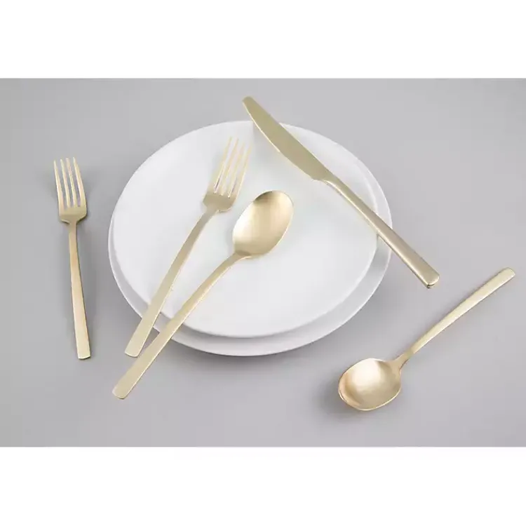 Flatware & Cutlery-Kirklands Home Champagne Glimmer 20-pc. Flatware Set Gold