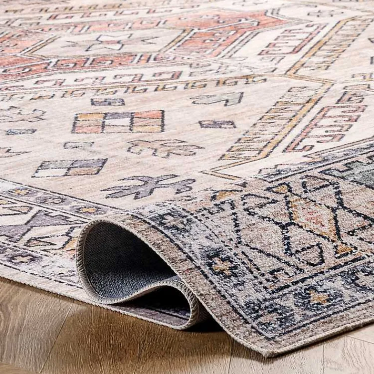 Area Rugs-Kirklands Home Global Motif Washable Area Rug, 3x5 Orange