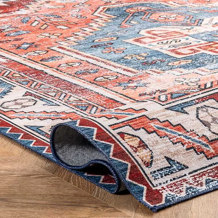 Area Rugs-Kirklands Home Orange Faded Medallion Washable Runner