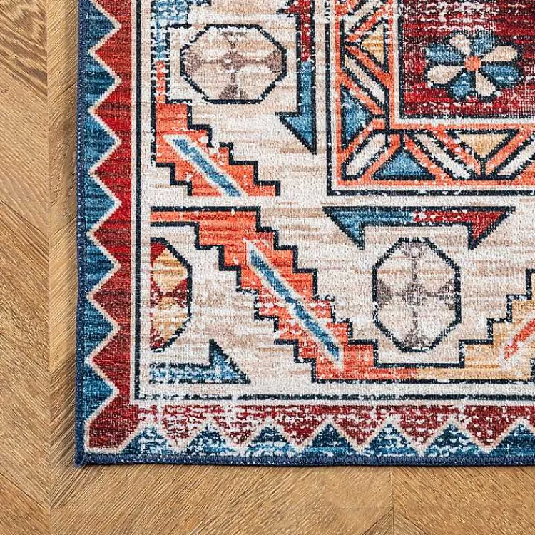 Area Rugs-Kirklands Home Orange Faded Medallion Washable Runner