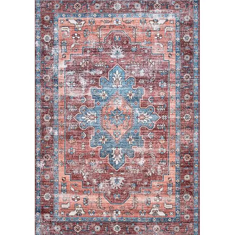 Accent Rugs-Kirklands Home Orange Medallion Washable Runner