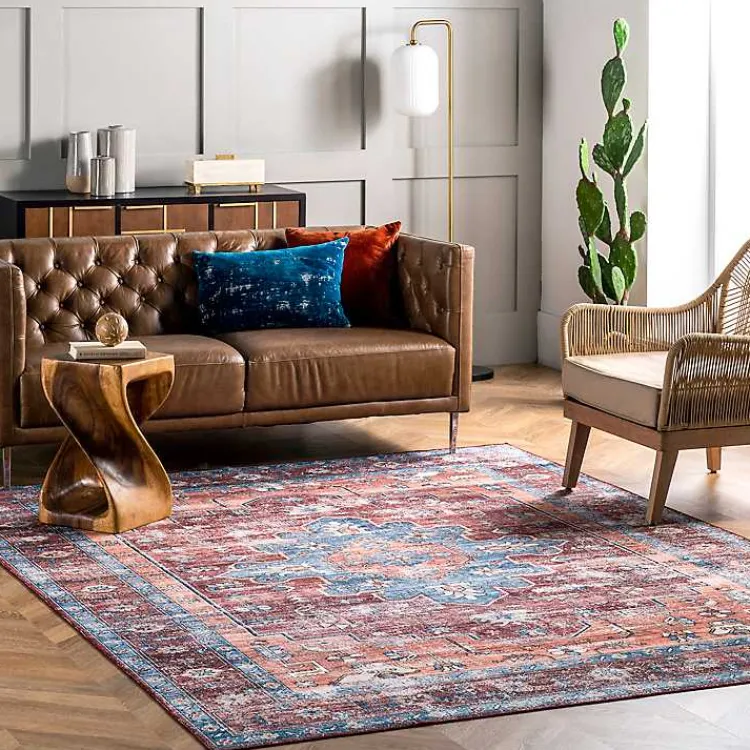 Accent Rugs-Kirklands Home Orange Medallion Washable Runner