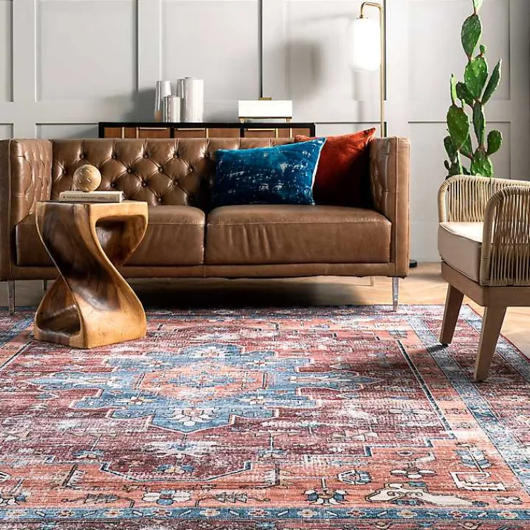 Accent Rugs-Kirklands Home Orange Medallion Washable Runner