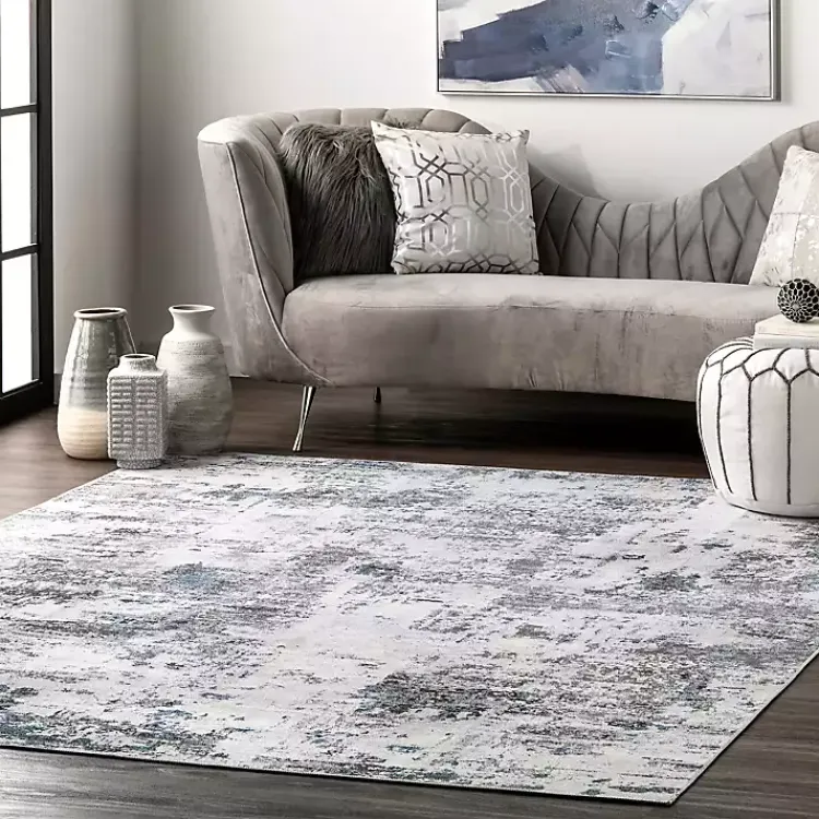 Area Rugs-Kirklands Home Gray Modern Abstract Washable Area Rug, 3x5