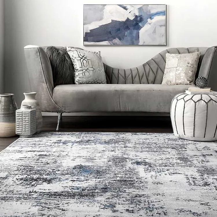 Area Rugs-Kirklands Home Gray Modern Abstract Washable Area Rug, 3x5