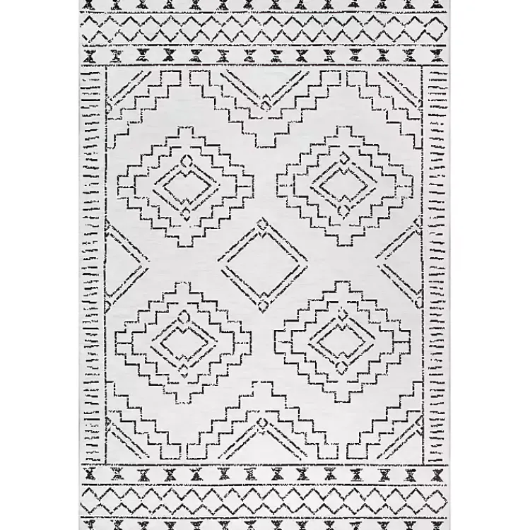 Accent Rugs-Kirklands Home Black and Ivory Moroccan Washable Runner