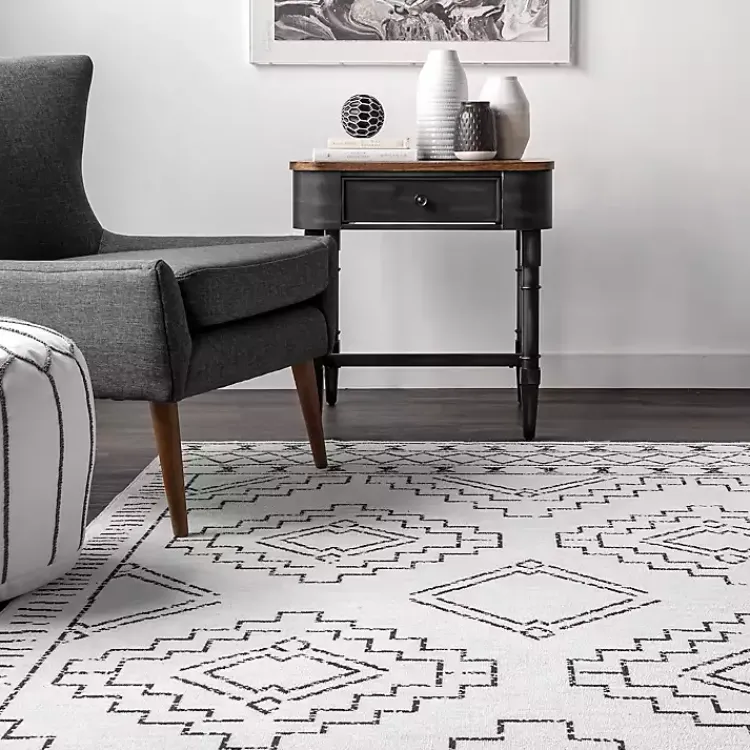 Accent Rugs-Kirklands Home Black and Ivory Moroccan Washable Runner