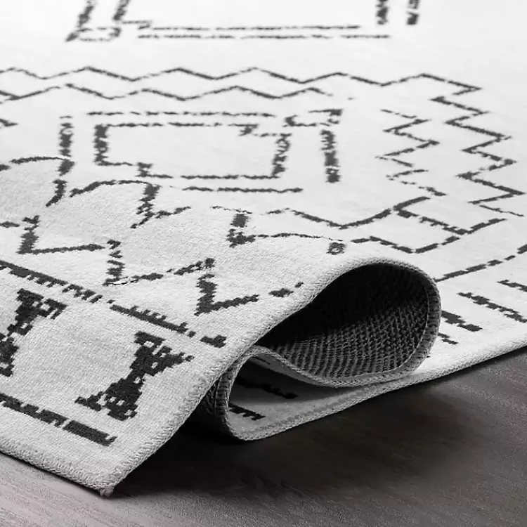 Accent Rugs-Kirklands Home Black and Ivory Moroccan Washable Runner