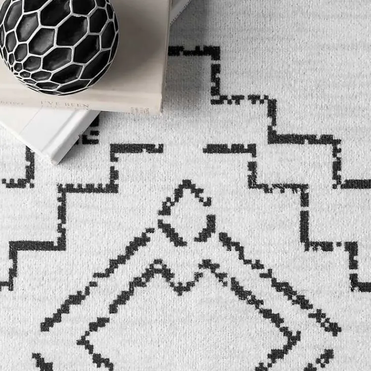 Area Rugs-Kirklands Home Black and Ivory Moroccan Washable Area Rug, 4x6