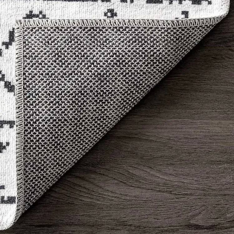 Area Rugs-Kirklands Home Black and Ivory Moroccan Washable Area Rug, 5x8