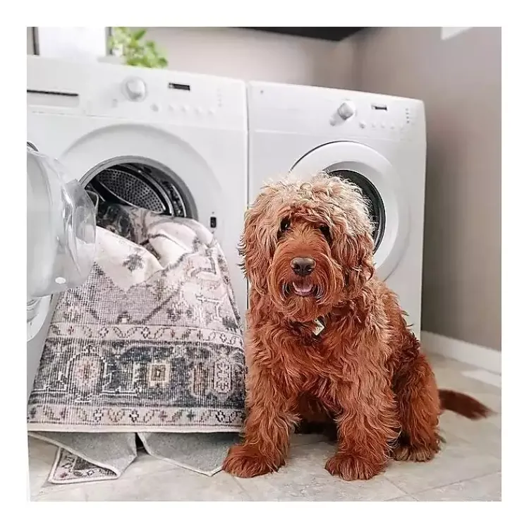 Area Rugs-Kirklands Home Black and Ivory Diamond Washable Area Rug, 5x8