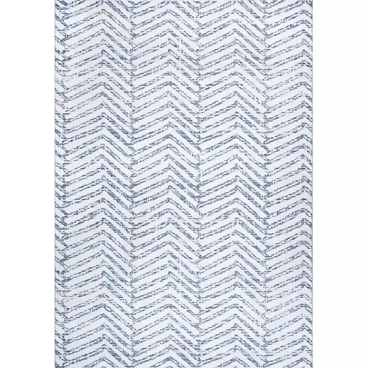 Area Rugs-Kirklands Home Blue Geometric Pattern Washable Area Rug, 5x8