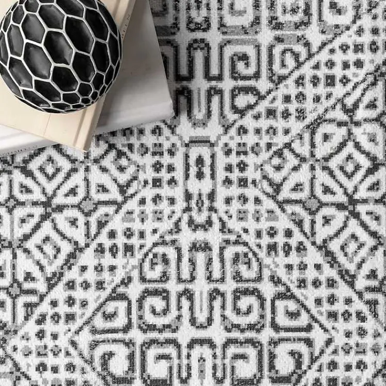 Accent Rugs-Kirklands Home Gray Abstract Pattern Washable Runner