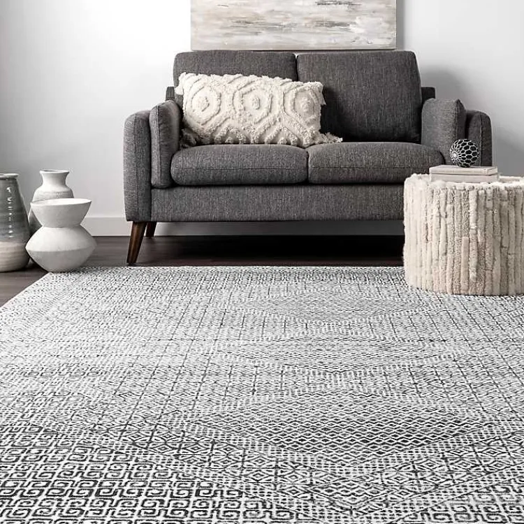 Area Rugs-Kirklands Home Gray Abstract Pattern Washable Area Rug, 3x5