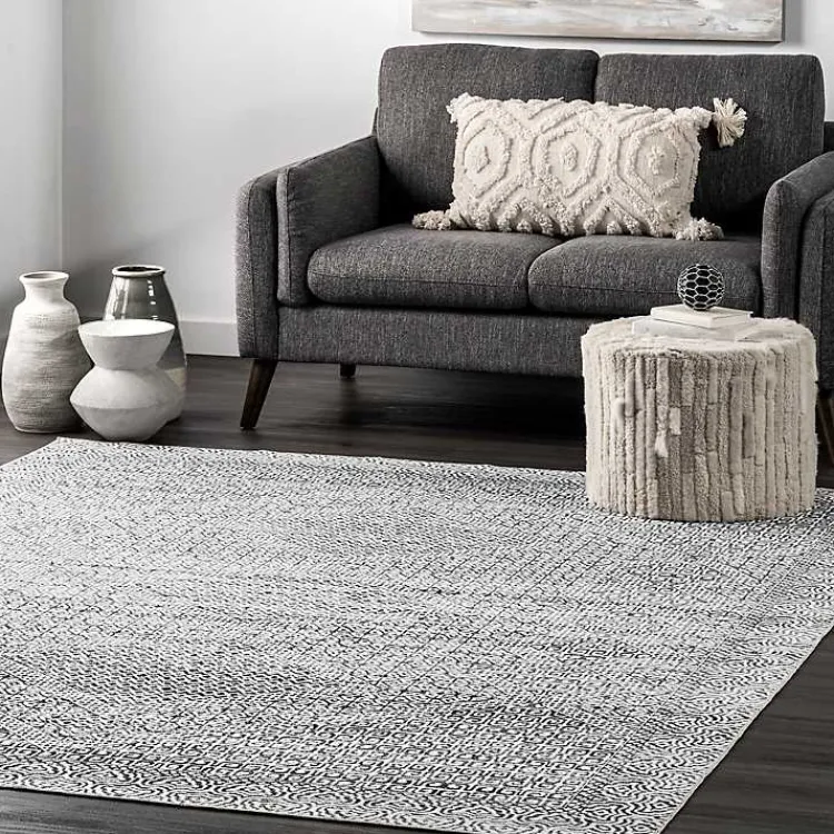 Area Rugs-Kirklands Home Gray Abstract Pattern Washable Area Rug, 5x8