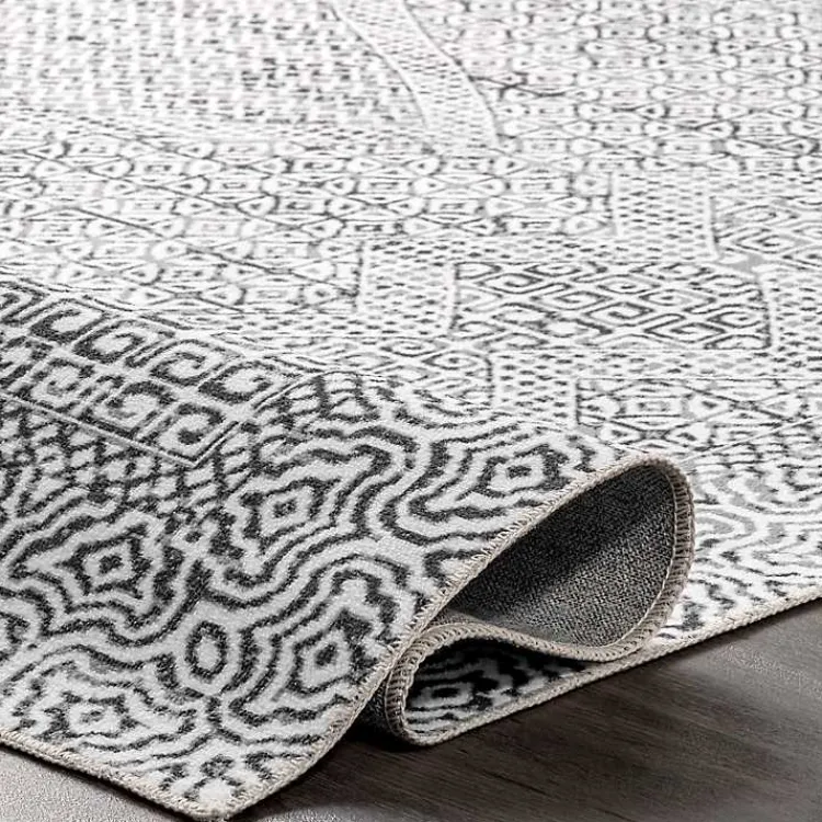 Area Rugs-Kirklands Home Gray Abstract Pattern Washable Area Rug, 5x8