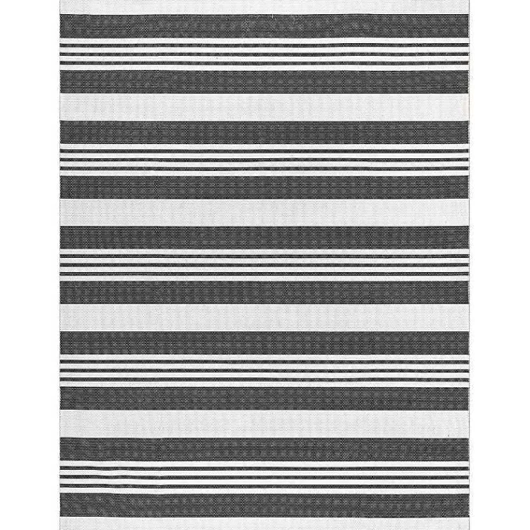 Area Rugs-Kirklands Home Black and White Striped Washable Area Rug, 4x6
