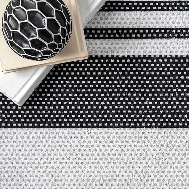 Area Rugs-Kirklands Home Black and White Striped Washable Area Rug, 4x6