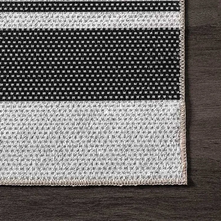 Area Rugs-Kirklands Home Black and White Striped Washable Area Rug, 4x6