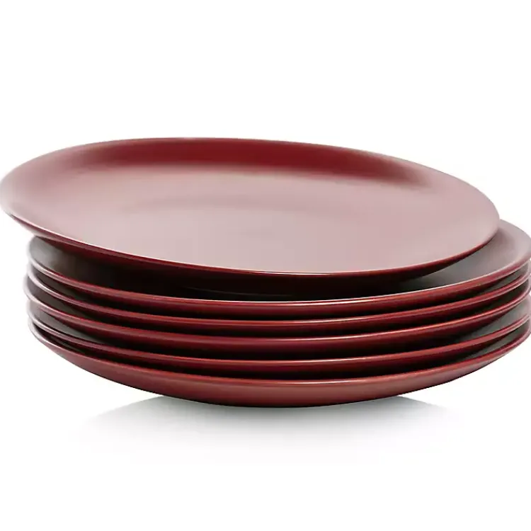 Dinnerware-Kirklands Home Matte Ceramic Dinner Plates, Set of 6 Red