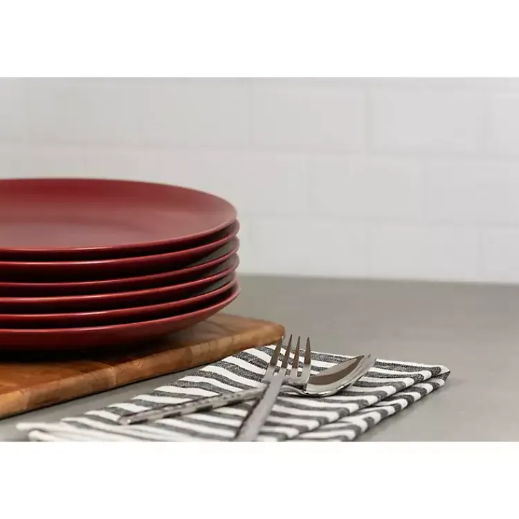 Dinnerware-Kirklands Home Matte Ceramic Dinner Plates, Set of 6 Red