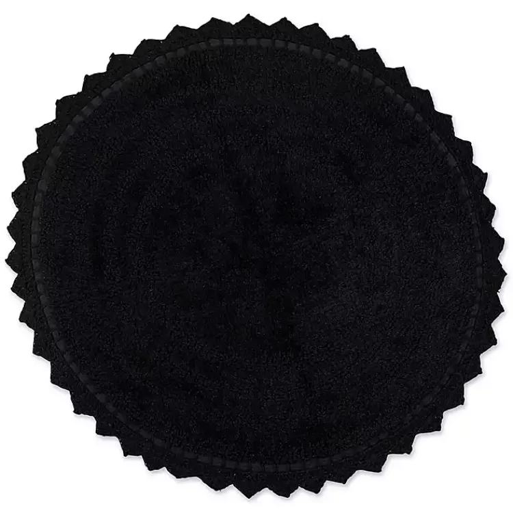 Bathroom Rugs-Kirklands Home Crochet Round Bath Mat Black
