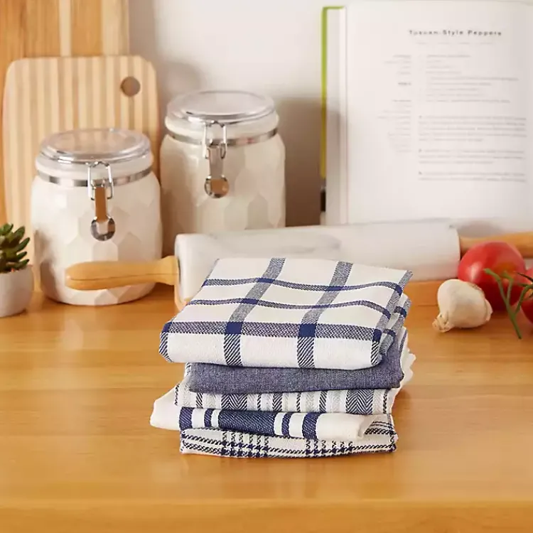 Kitchen Accessories-Kirklands Home Nautical Blue Woven Dish Towels, Set of 5