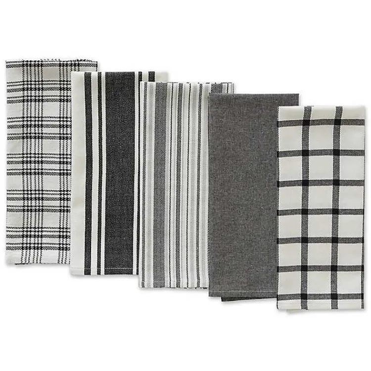 Kitchen Accessories-Kirklands Home Gray Woven Dish Towels, Set of 5
